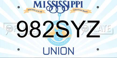 982SYZ Mississippi License Plate