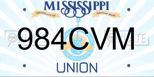 984CVM Mississippi License Plate