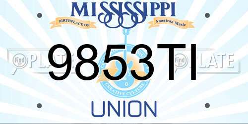 9853TI Mississippi License Plate