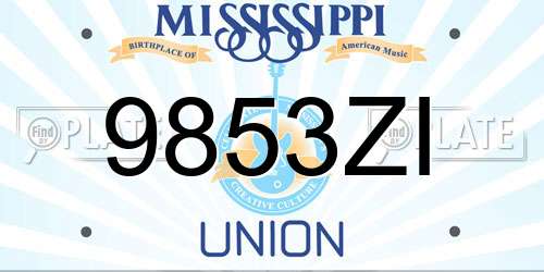 9853ZI Mississippi License Plate