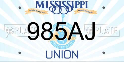 985AJ Mississippi License Plate