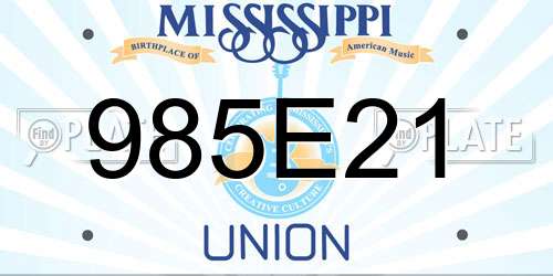 985E21 Mississippi License Plate