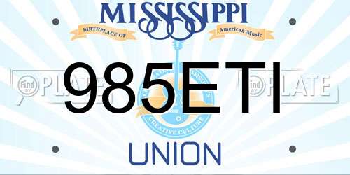 985ETI Mississippi License Plate