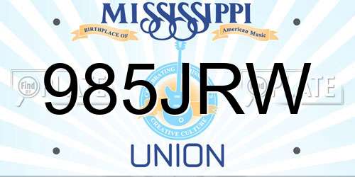 985JRW Mississippi License Plate