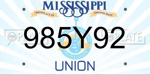 985Y92 Mississippi License Plate