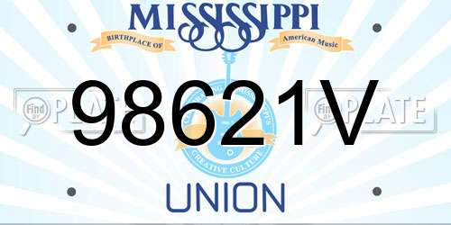 98621V Mississippi License Plate