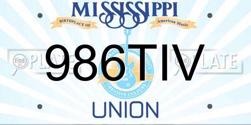 986TIV Mississippi License Plate