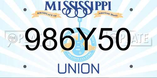 986Y50 Mississippi License Plate