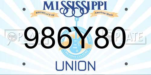 986Y80 Mississippi License Plate