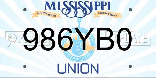 986YB0 Mississippi License Plate