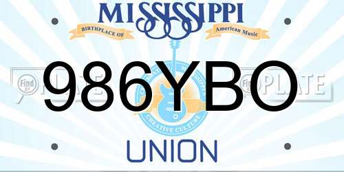 986YBO Mississippi License Plate