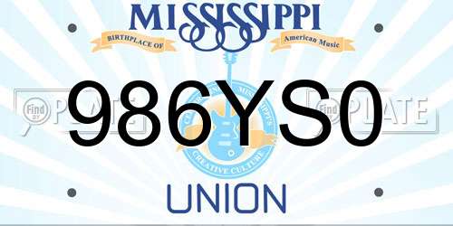 986YS0 Mississippi License Plate