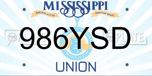 986YSD Mississippi License Plate