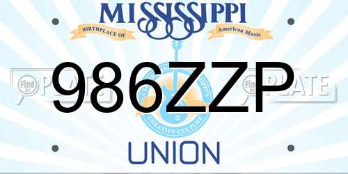 986ZZP Mississippi License Plate