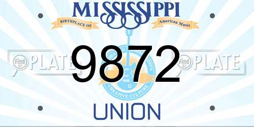 9872 Mississippi License Plate