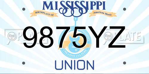 9875YZ Mississippi License Plate