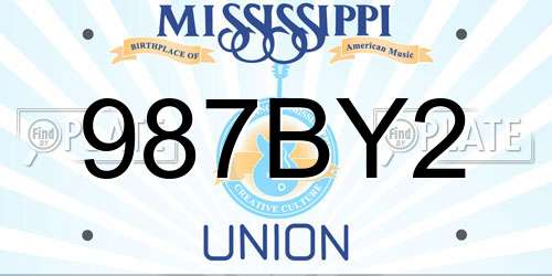 987BY2 Mississippi License Plate