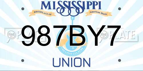 987BY7 Mississippi License Plate