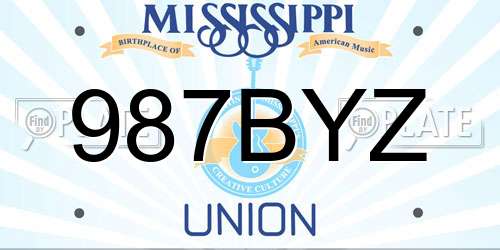 987BYZ Mississippi License Plate