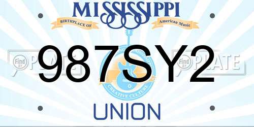 987SY2 Mississippi License Plate