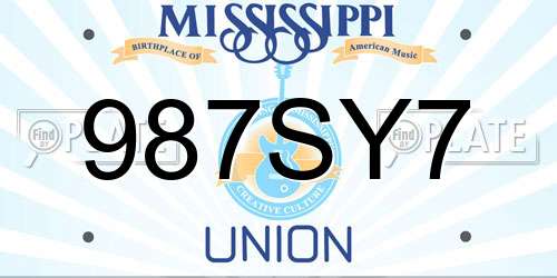 987SY7 Mississippi License Plate