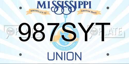 987SYT Mississippi License Plate