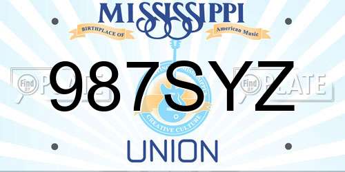 987SYZ Mississippi License Plate