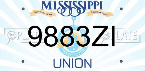 9883ZI Mississippi License Plate
