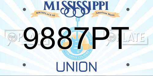 9887PT Mississippi License Plate