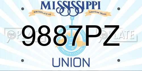 9887PZ Mississippi License Plate