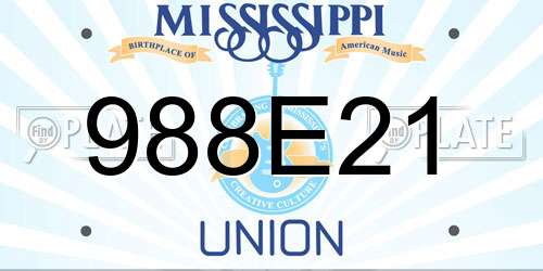 988E21 Mississippi License Plate
