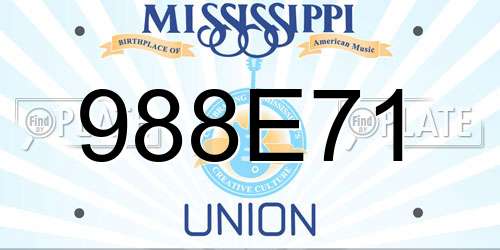 988E71 Mississippi License Plate