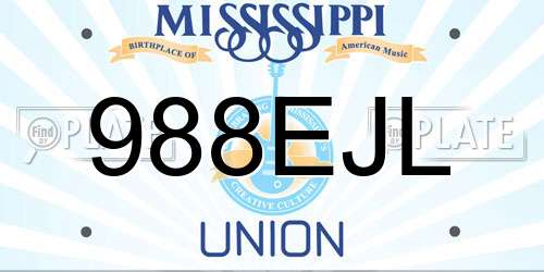 988EJL Mississippi License Plate