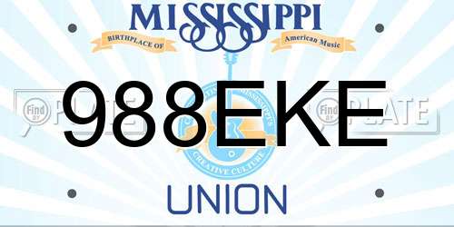 988EKE Mississippi License Plate