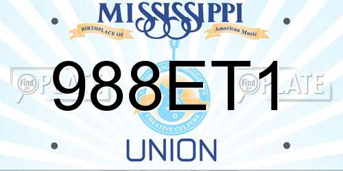 988ET1 Mississippi License Plate