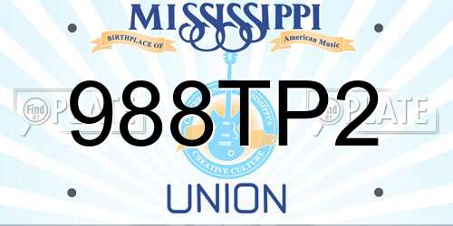 988TP2 Mississippi License Plate