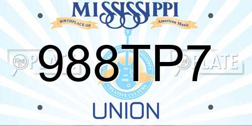 988TP7 Mississippi License Plate
