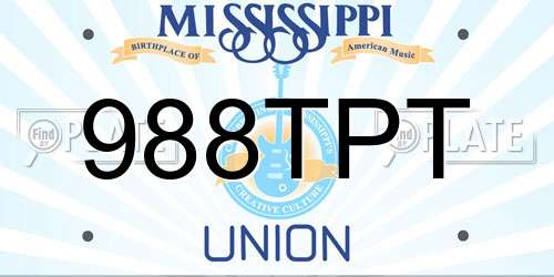 988TPT Mississippi License Plate