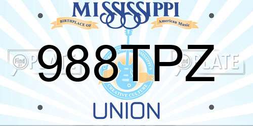988TPZ Mississippi License Plate