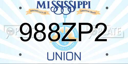 988ZP2 Mississippi License Plate