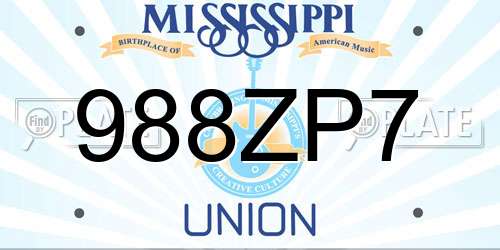 988ZP7 Mississippi License Plate