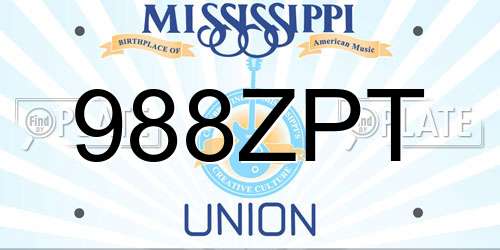 988ZPT Mississippi License Plate