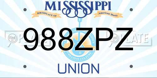 988ZPZ Mississippi License Plate