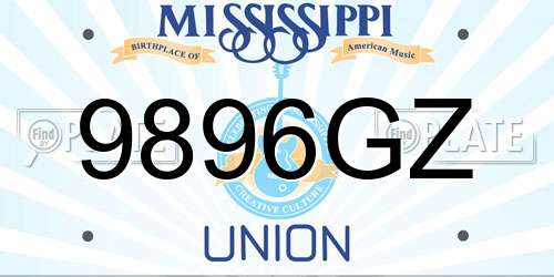 9896GZ Mississippi License Plate