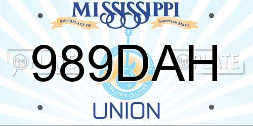 989DAH Mississippi License Plate