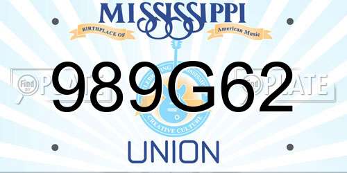 989G62 Mississippi License Plate