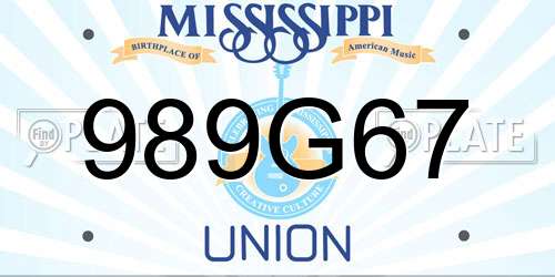 989G67 Mississippi License Plate
