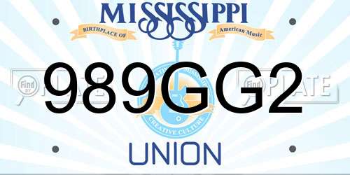 989GG2 Mississippi License Plate