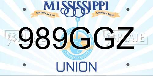 989GGZ Mississippi License Plate
