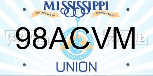 98ACVM Mississippi License Plate